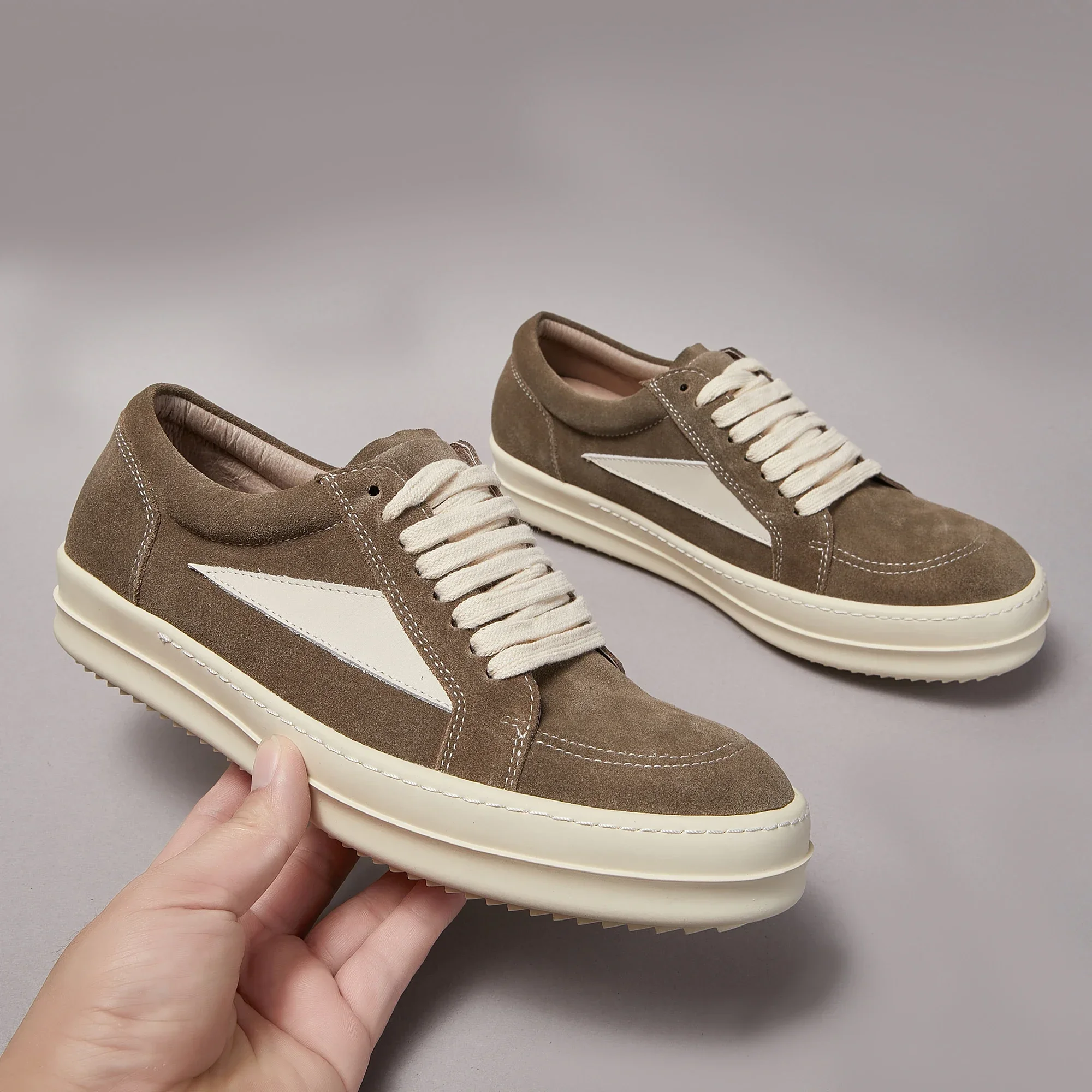 Brand Casual Low Top Brown Suede Men Shoe Designer Quality owen Fashion Summer-Winter Platform Flat Women Sneaker 48