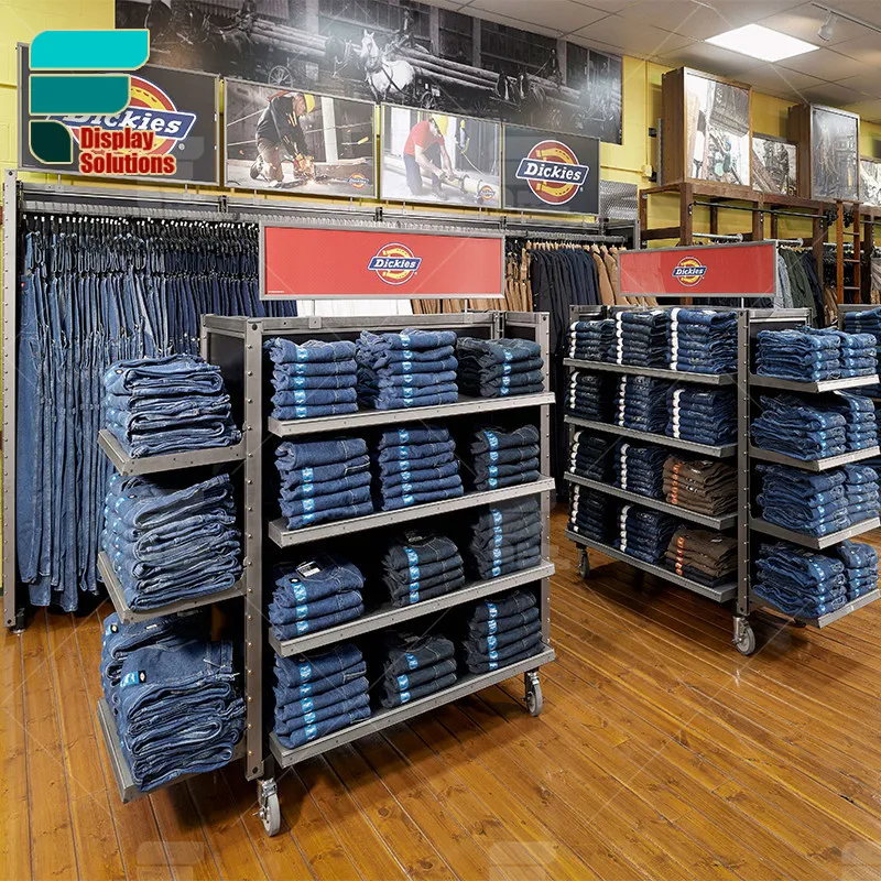 {customized}Custom Men'S Clothing Shop Interior Design Jeans Display Rack Clothing Store Display Stands