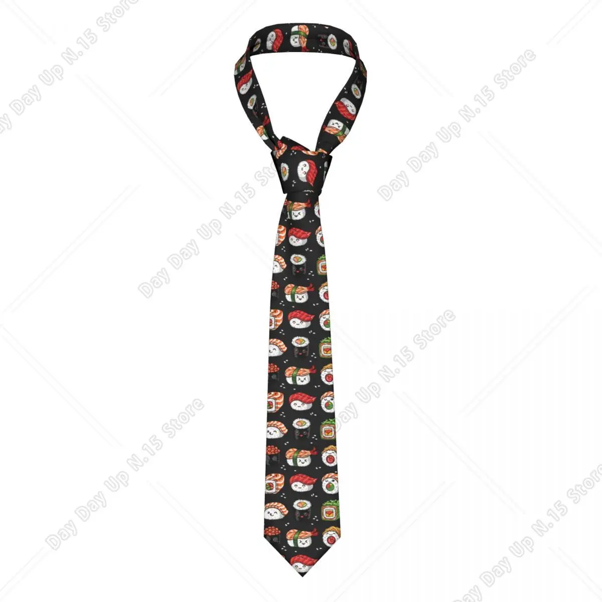 Custom Kawaii Japan Sushi Ties Men Formal Silk Cartoon Anime Manga Neckties for Office
