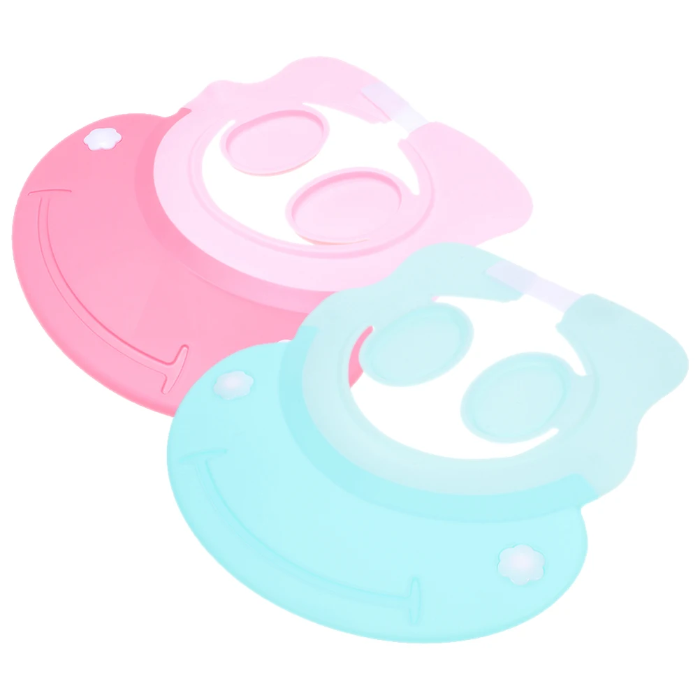 

2Pcs Baby Shower Caps Adjustable Silicone Kids Bath Visor Hats Ear Toddler Shampoo Washing Hat
