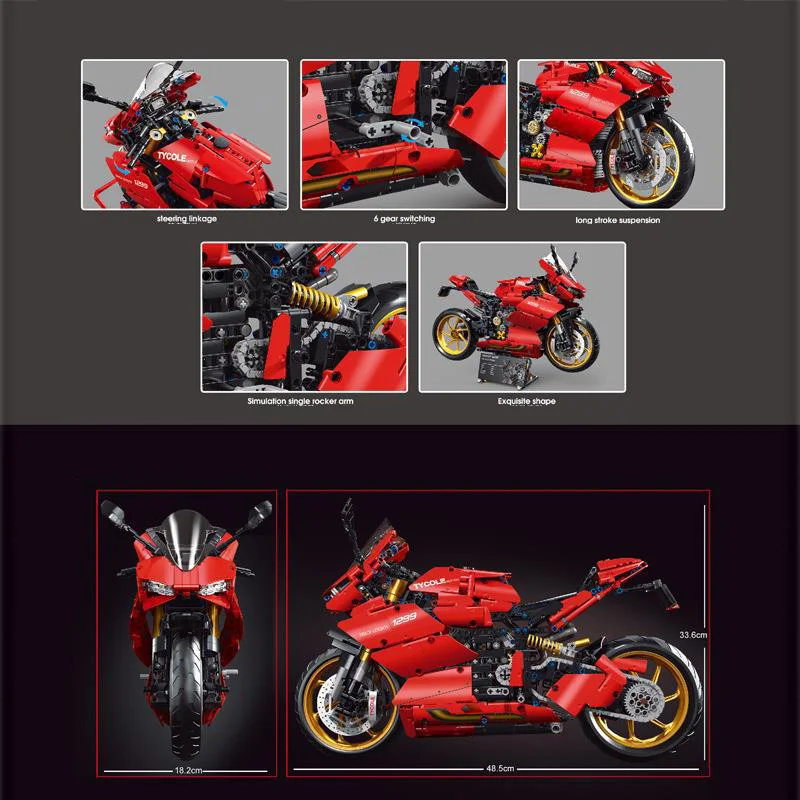 Technical 1:5 Scale 1299 Panigale S Italy Motorcycle Building Block Motor Model Bricks Motorbike Toys Collection For Boys Gifts