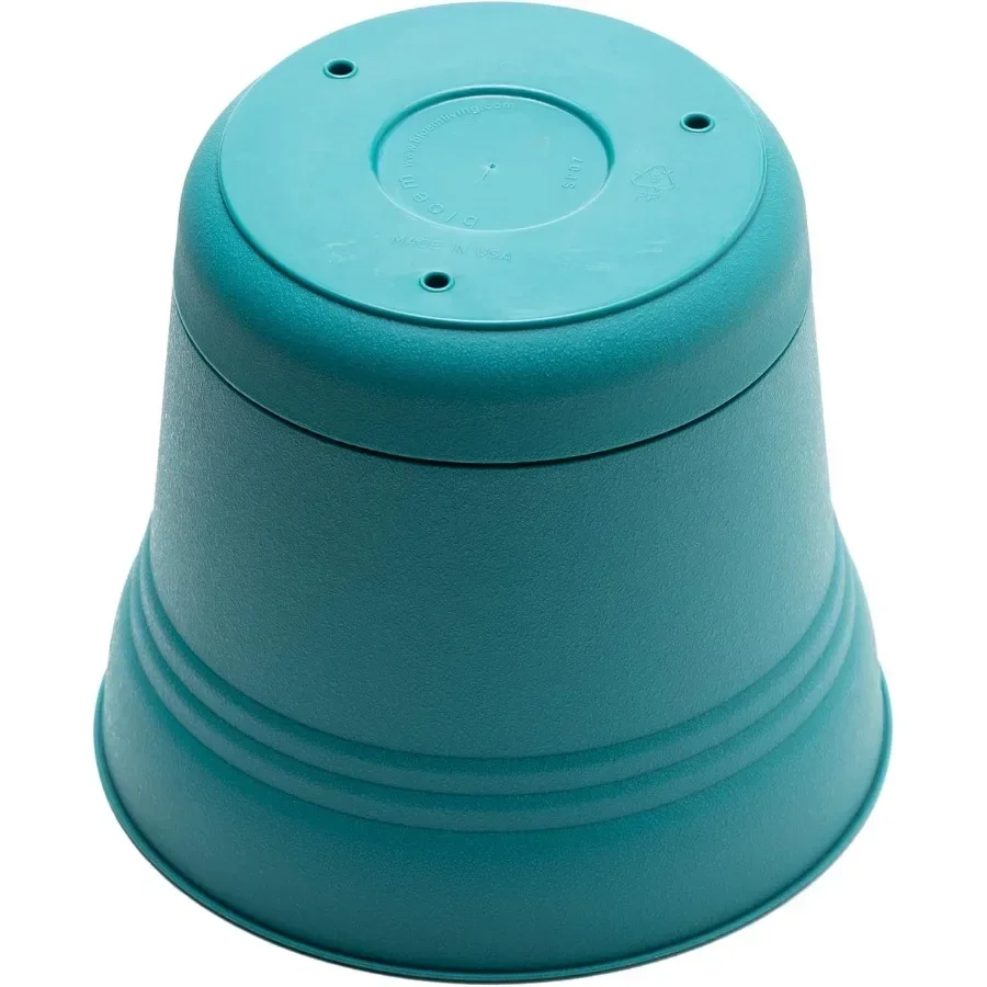 Бирюзовый цветочный горшок 10-дюймовый с дренажным блюдцем, пластиковый кашпо с матовой отделкой для внутренних и наружных комнатных растений, балкона