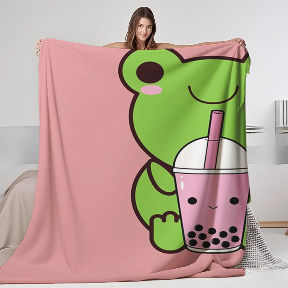 

Featured Flannel Blanket Cute Cartoon Kawaii Frog Collection Coastal Nautical Travel Blanket Double-sided Throw With Durable
