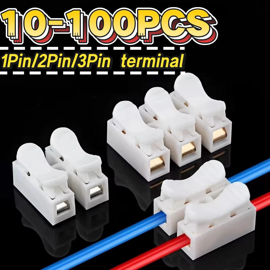Quick Wire Connectors 1P 2P No Soldering Screwless Terminal Block Spring Clamp Cable Terminals for Electronics Wiring Connection
