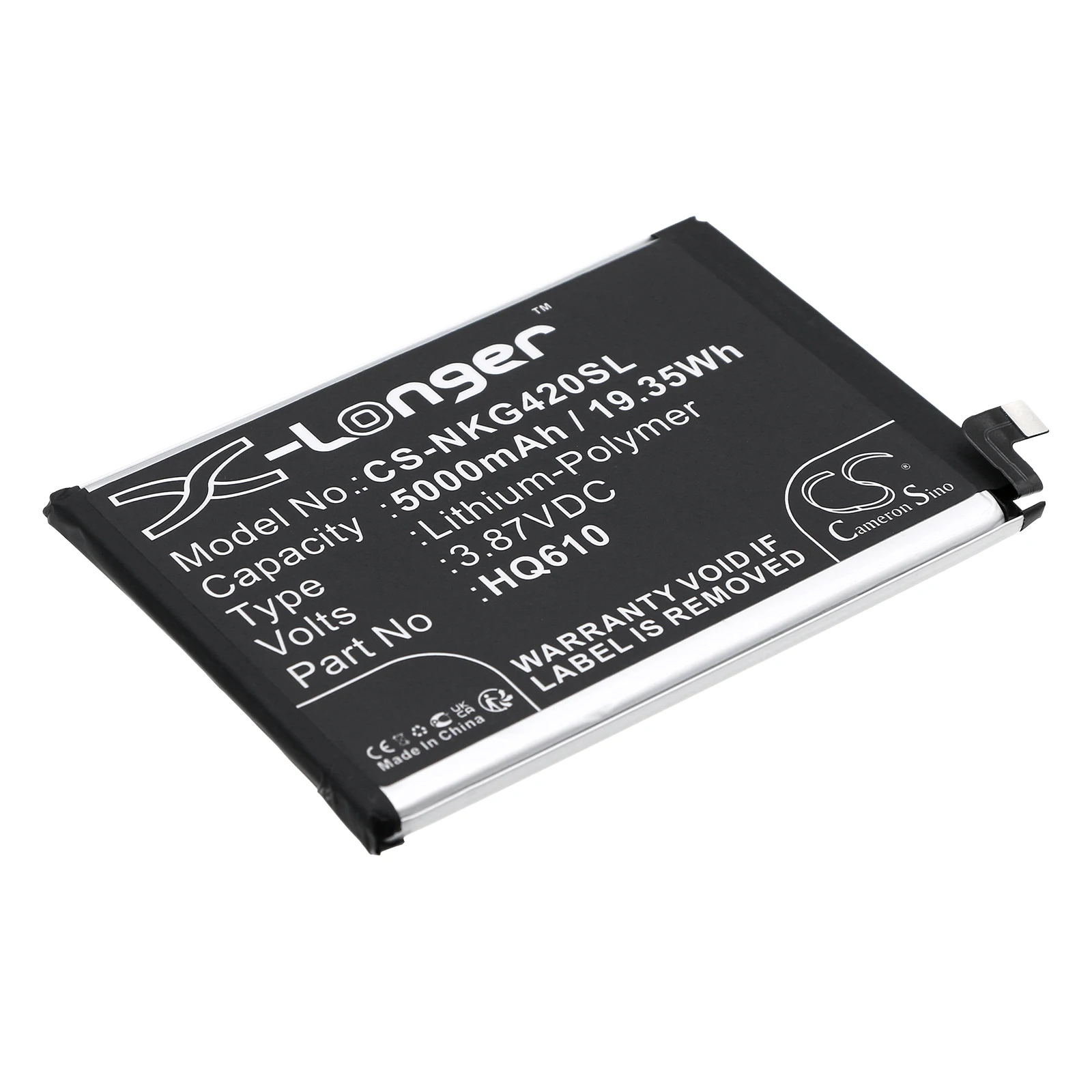 

Li-Polymer Mobile, SmartPhone Battery for Nokia, 3.87V, 5000mAh , Compatible Models: G42 5G