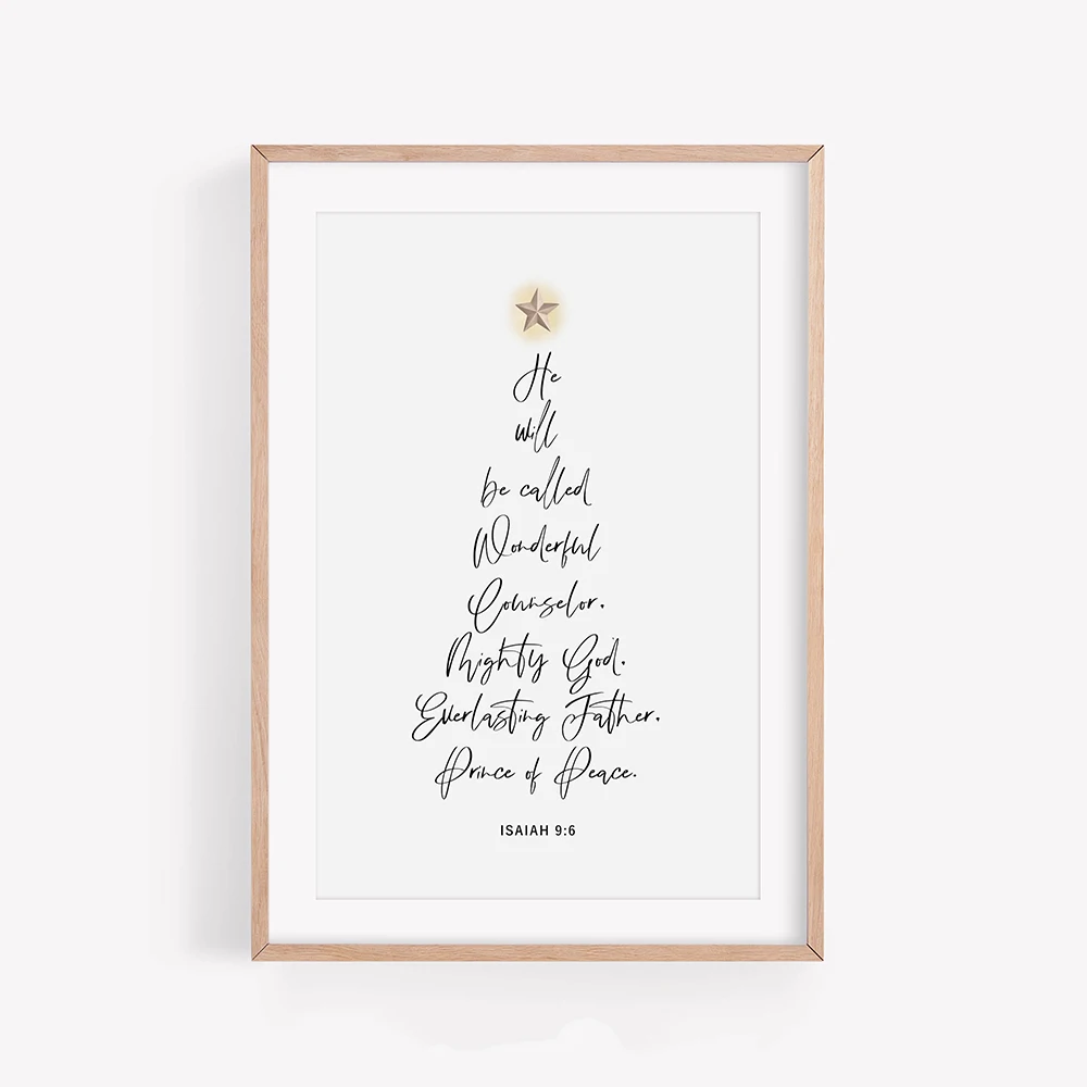 Merry Christmas Tree Canvas Print Poster, Frameless Wall Art for Home Office, Bedroom, Living Room - Art Deco Modern Retro Style