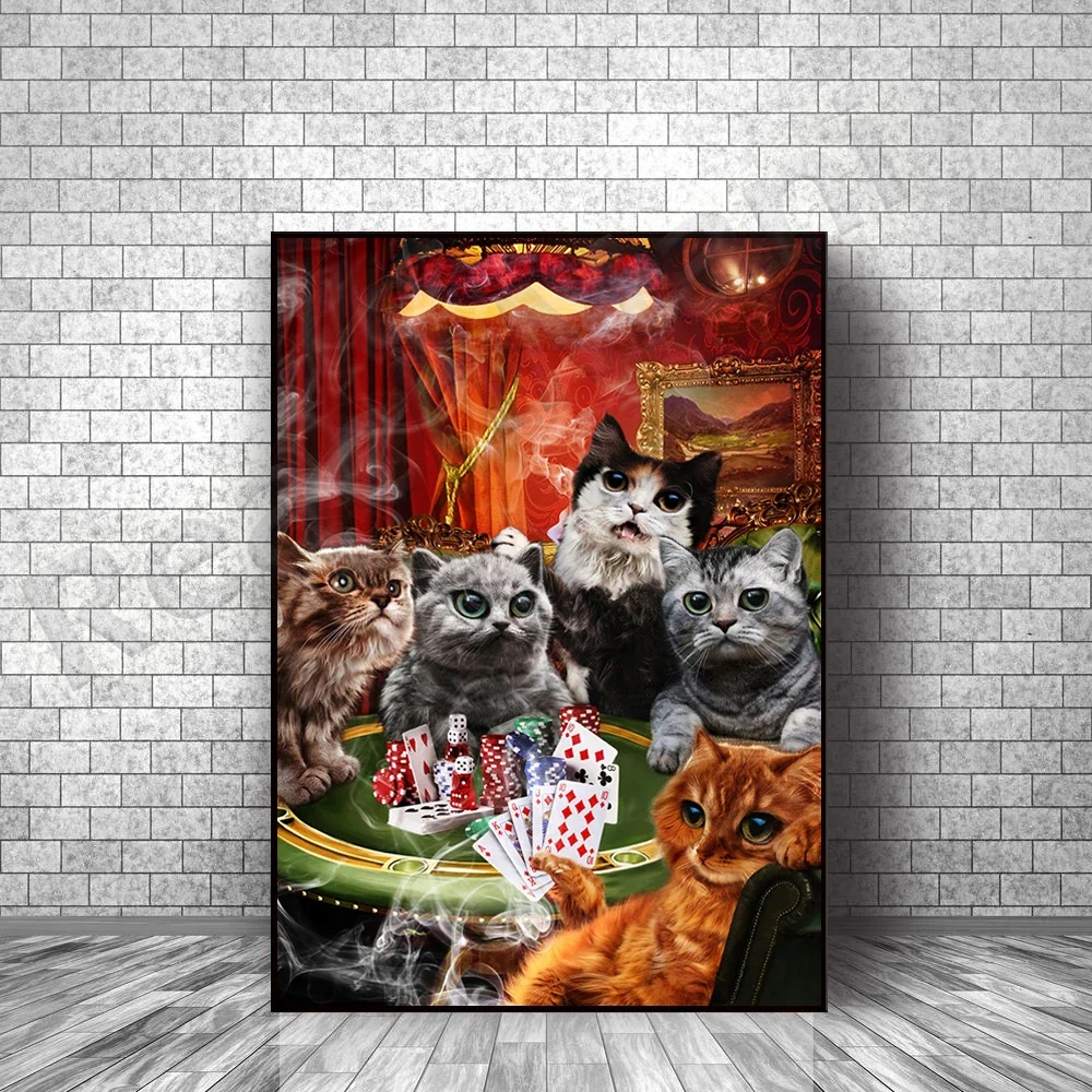 

Cats Playing Poker Canvas Poster, Cats Playing Poker Poster, Funny Cats Casino Retro Poster, Funny Cats Playing Cards Poster