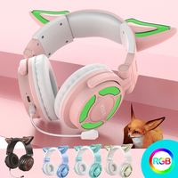 RGB Cat Ear Headphone Wireless Bluetooth 5.3 Headset with Detachable ENC Microphone HiFi Stereo Music Game Headphones Best Gift