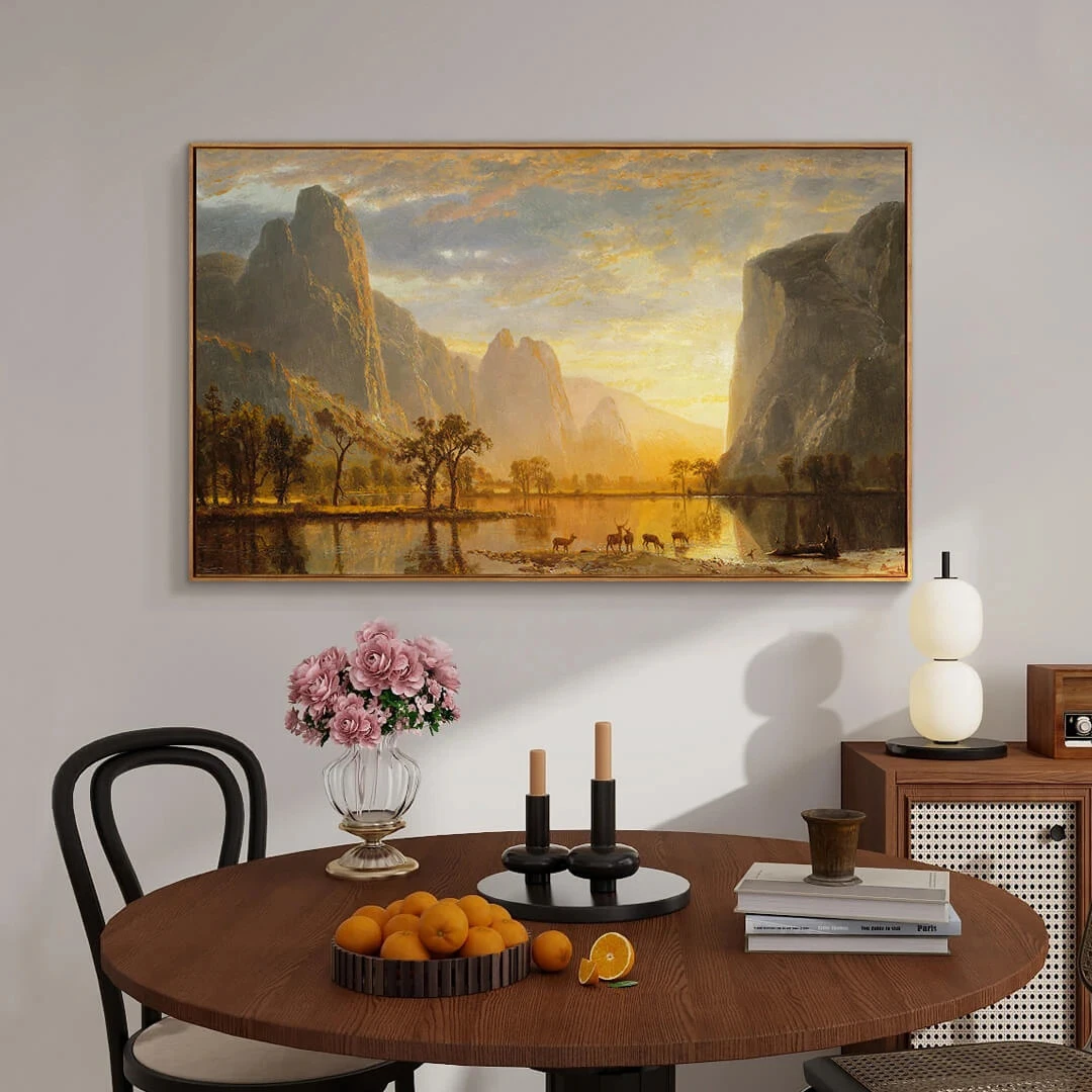 Albert Bierstadt Golden Valley Canvas Poster Hudson River School Landscape Art Painting Vintage Nature Scenery Wall Home Decor