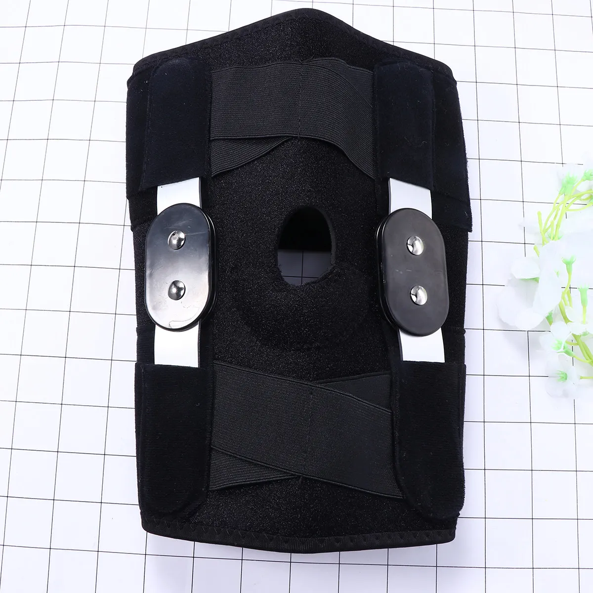 Black Adjustable Knee Support Universal Rubber Knee Pad for Sports Trauma Sprains Arthritis Blood Circulation Pain Relief