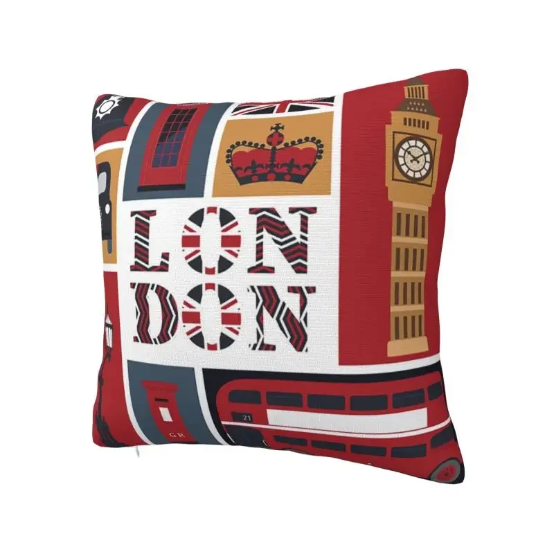 Vintage London Red Bus Telephone Booth Throw Pillow Decorative British Style Luxury Cushion Cover Soft Pillowcase