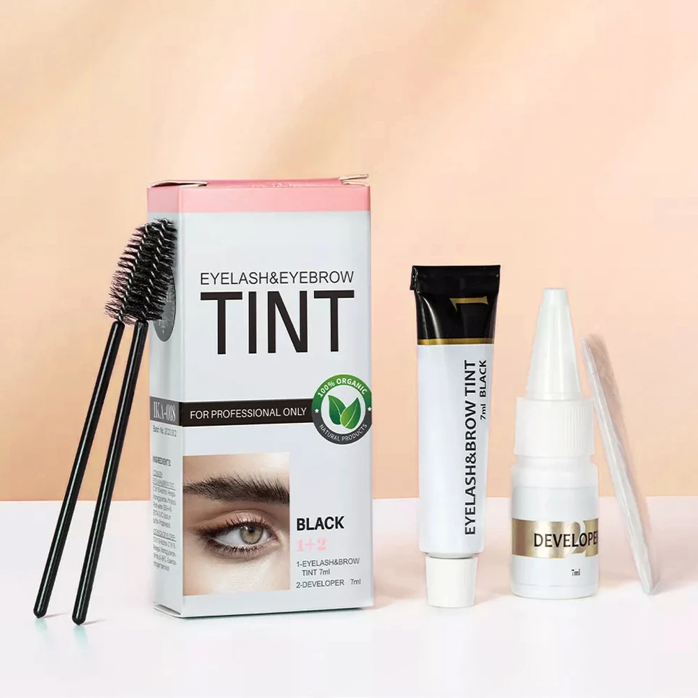 Black Brown Coffee 3 Colors Eyelash & Eyebrow Dye Tint Kit Fast Tint Dye Paste Brows Enhancers Henna Mascara Wand Makeup Tool