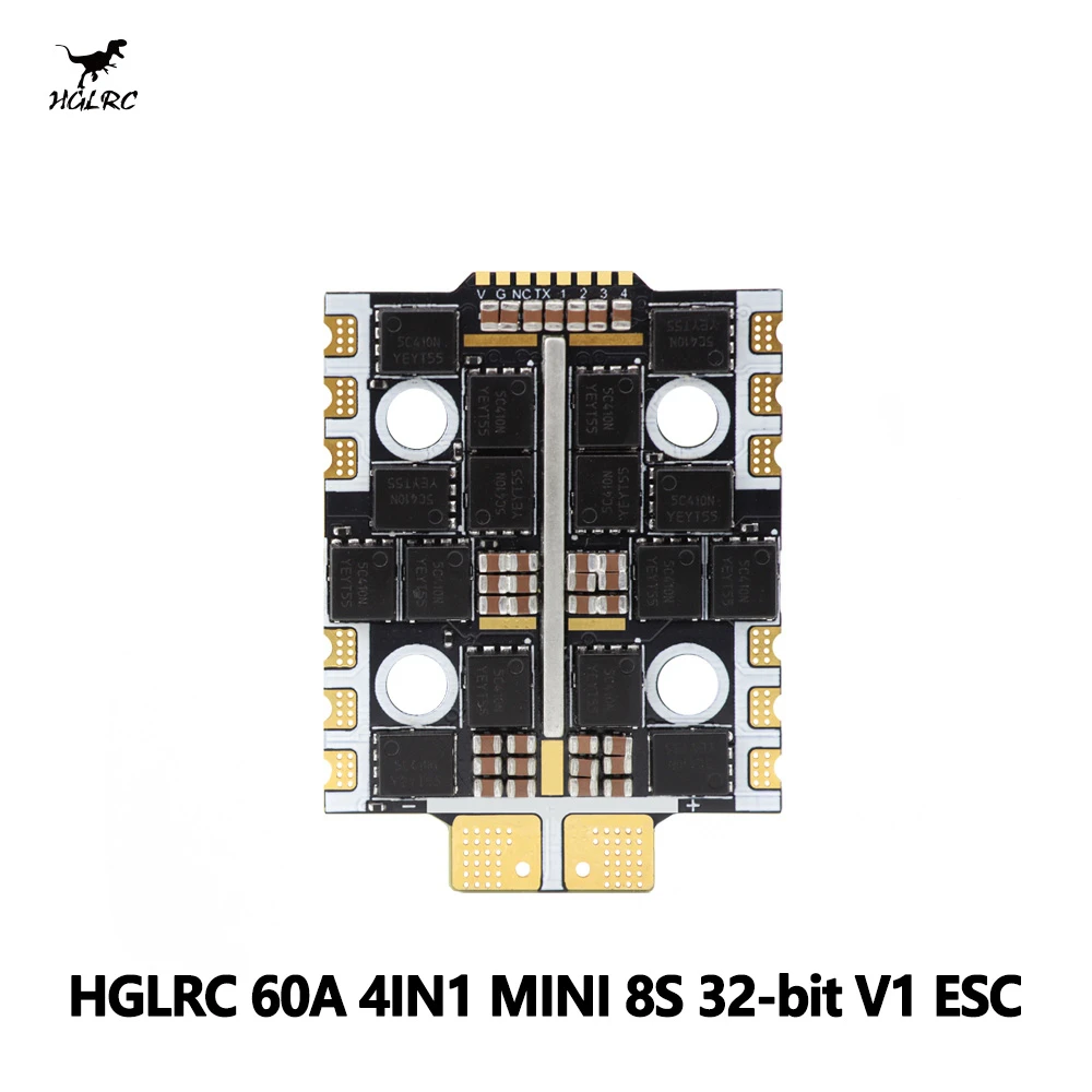 HGLRC 60A 4IN1 Mini Brushless ESC 3-8S 32-bit BL32 AM32 DShot300 DShot600 Oneshot PWM Speed Controller for FPV Racing Drone Quad