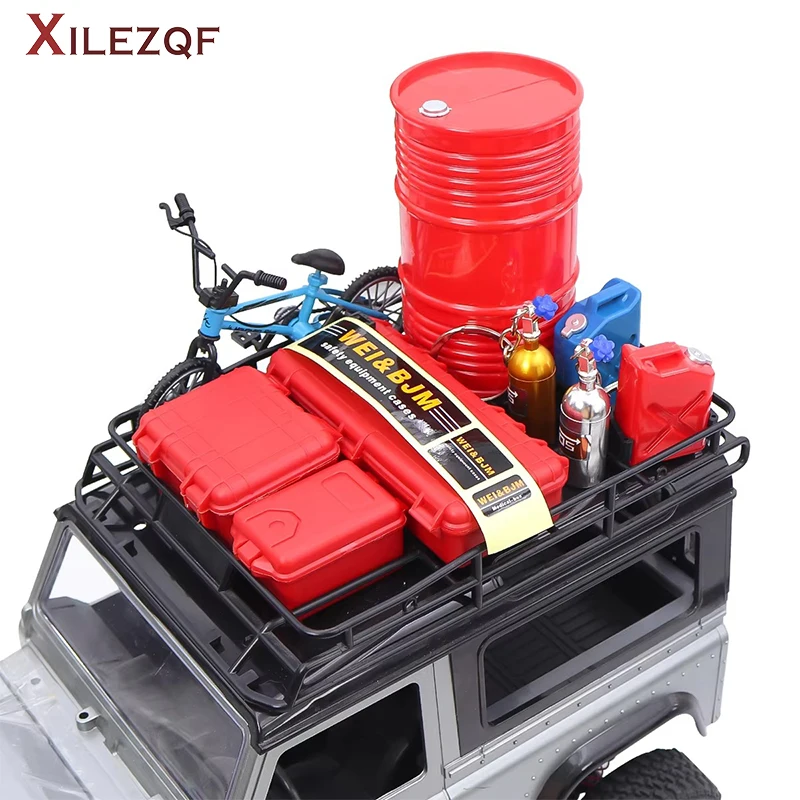 1:10 Simulation Decor Tools Set, Shovel, Oil Drum, Traffic Cones for RC Crawler TRX4 SCX10 Off-Road Car Decoration Parts