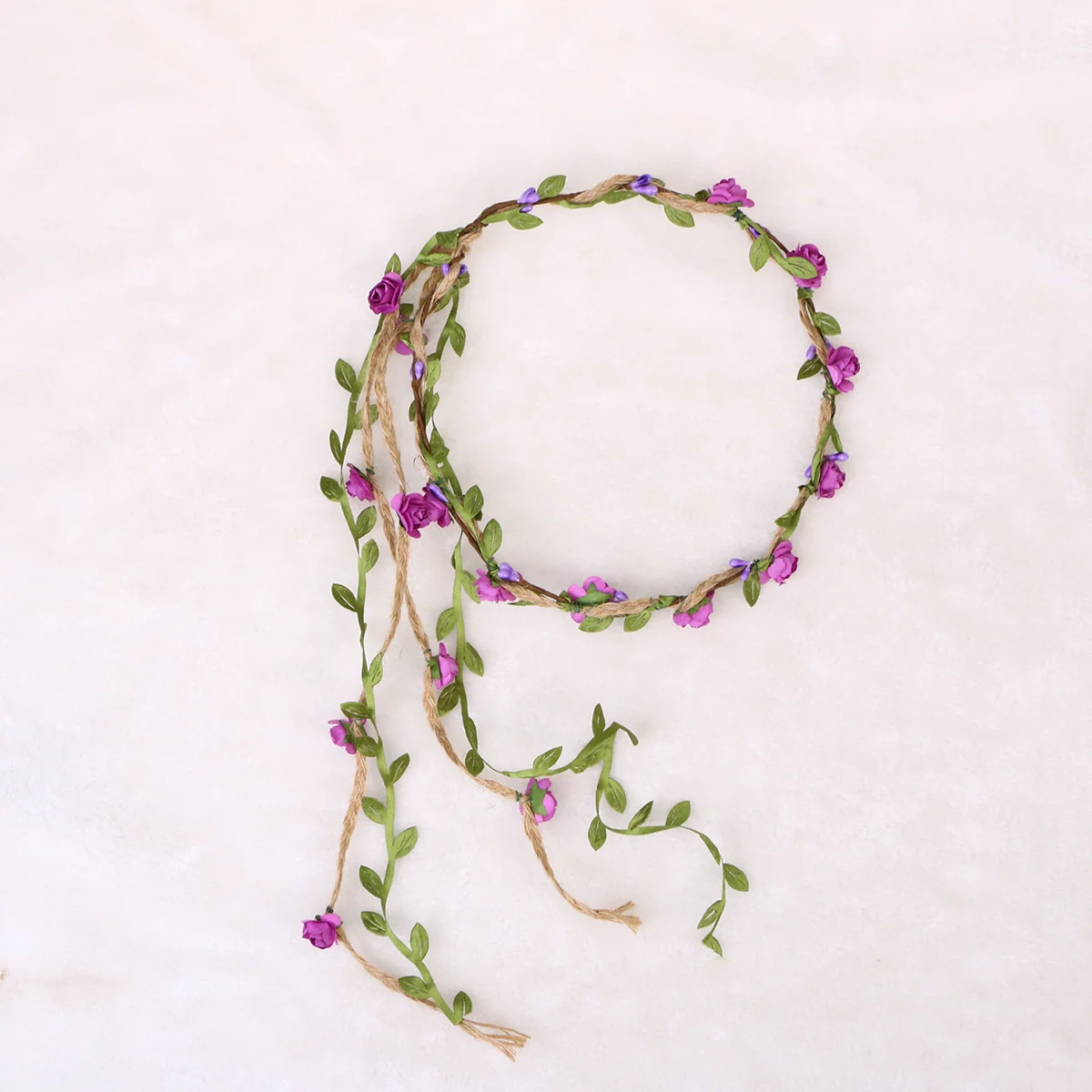 

Flower Crown Headband Purple Floral Wreath Hair Accessory For Wedding Beach Party Photography Garden Events Sweet Style