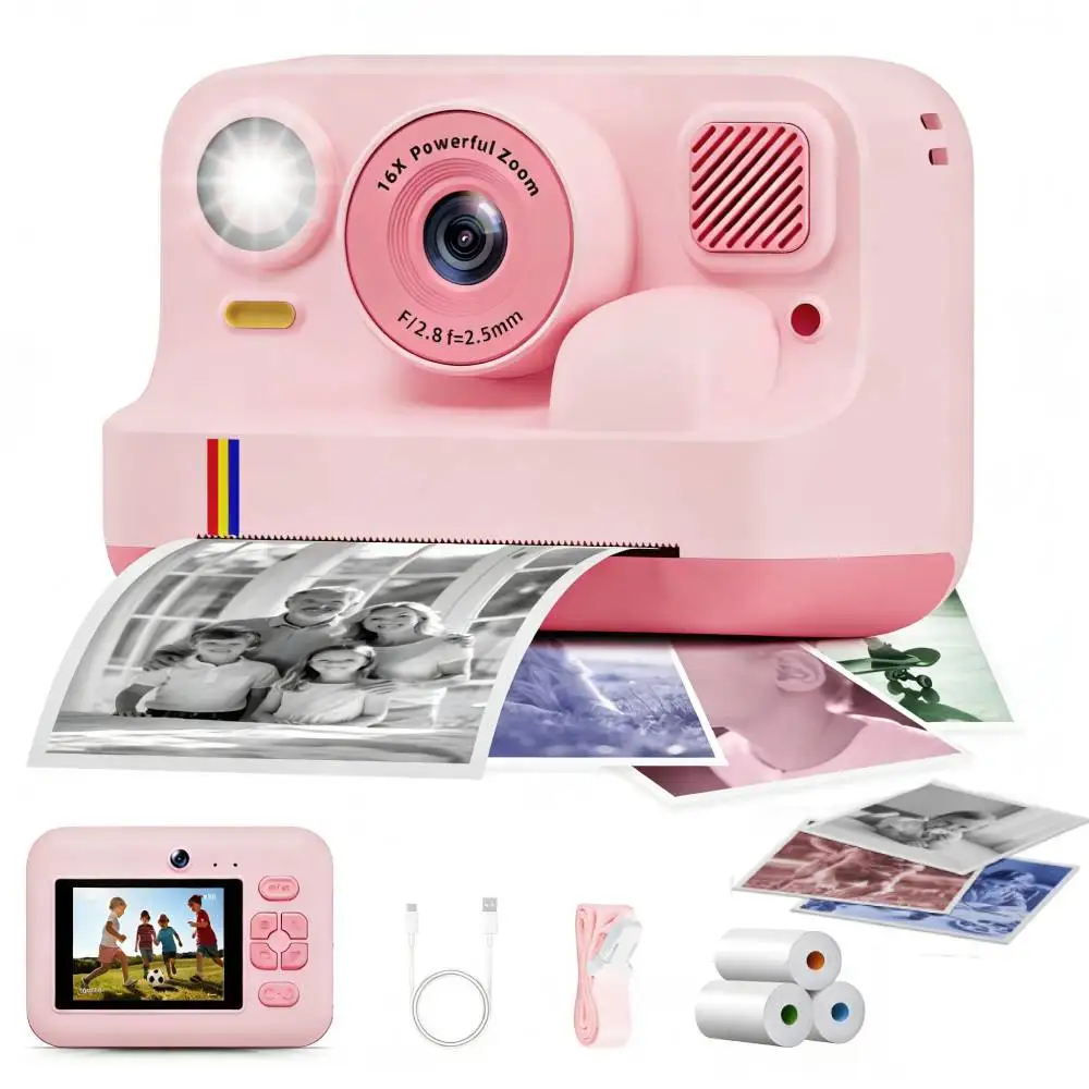 Instant Print Camera for Kids App Printing 1080P Video Dual-Lens Selfie Digital Camera Christmas Birthday Gifts Toddler Toy