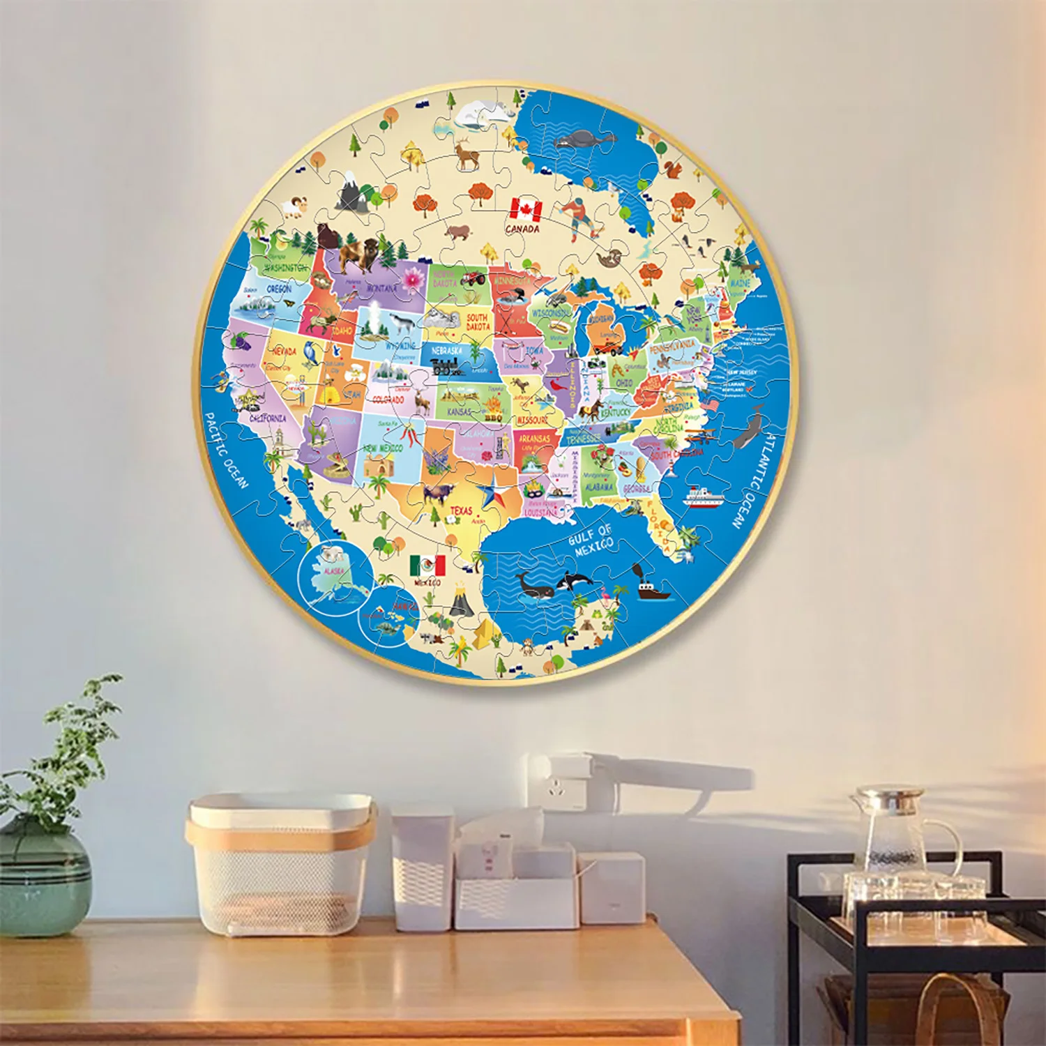 70-delige Amerikaanse kaart legpuzzels voor volwassenen Home Decor Games Family Fun vloerpuzzels Educatief speelgoed voor kinderen