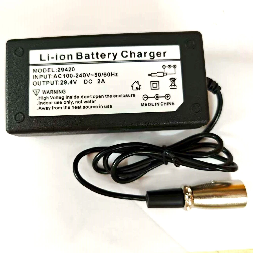 Carregador rápido de bateria universal 29.4v 2a, para hoverboard 24v, roda de equilíbrio inteligente, adaptador de scooter elétrica, carregador dc xlrm