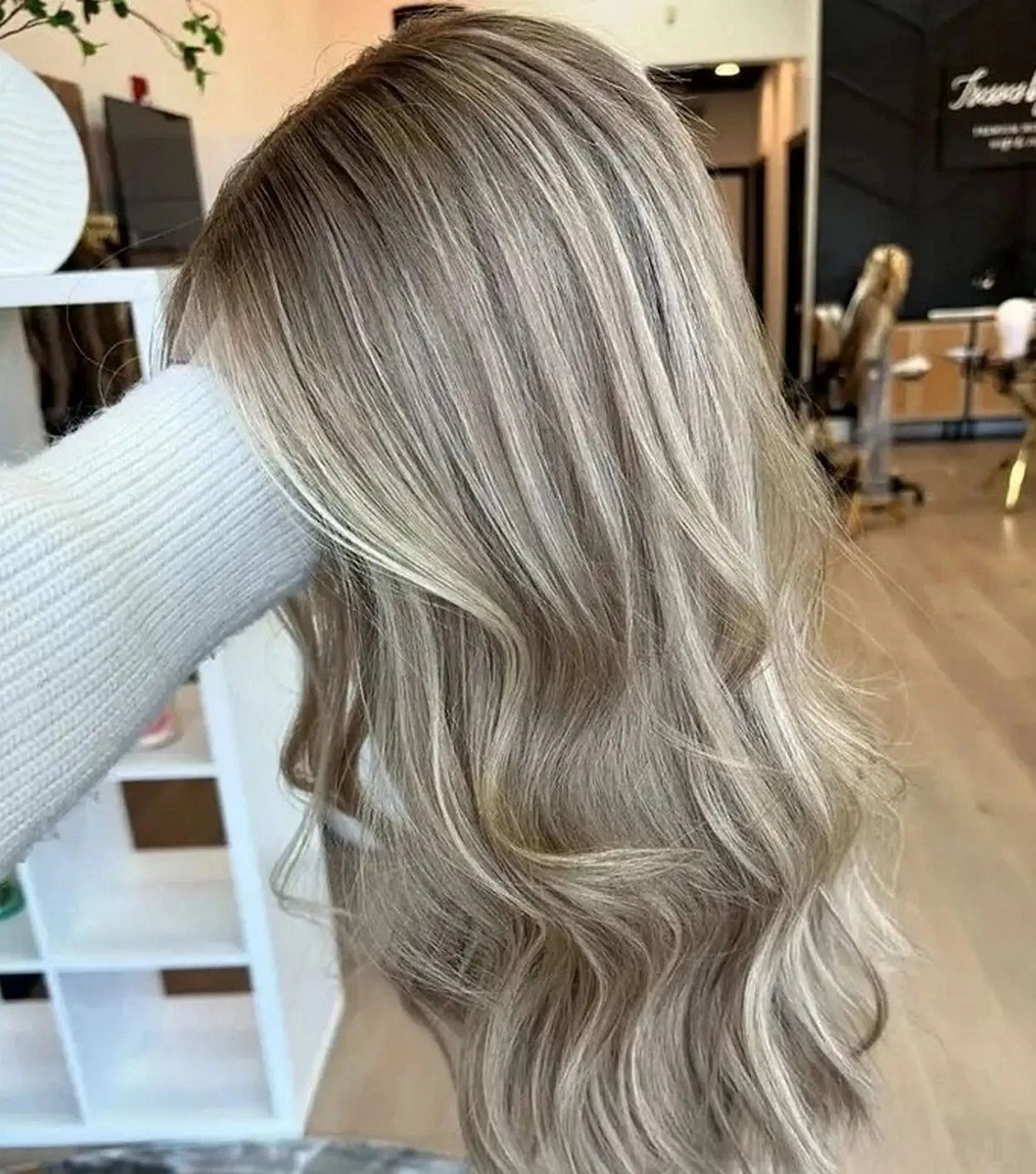 Highlight High Density HD Lace Front Wig Ash Blonde Balayage Dark Roots 24