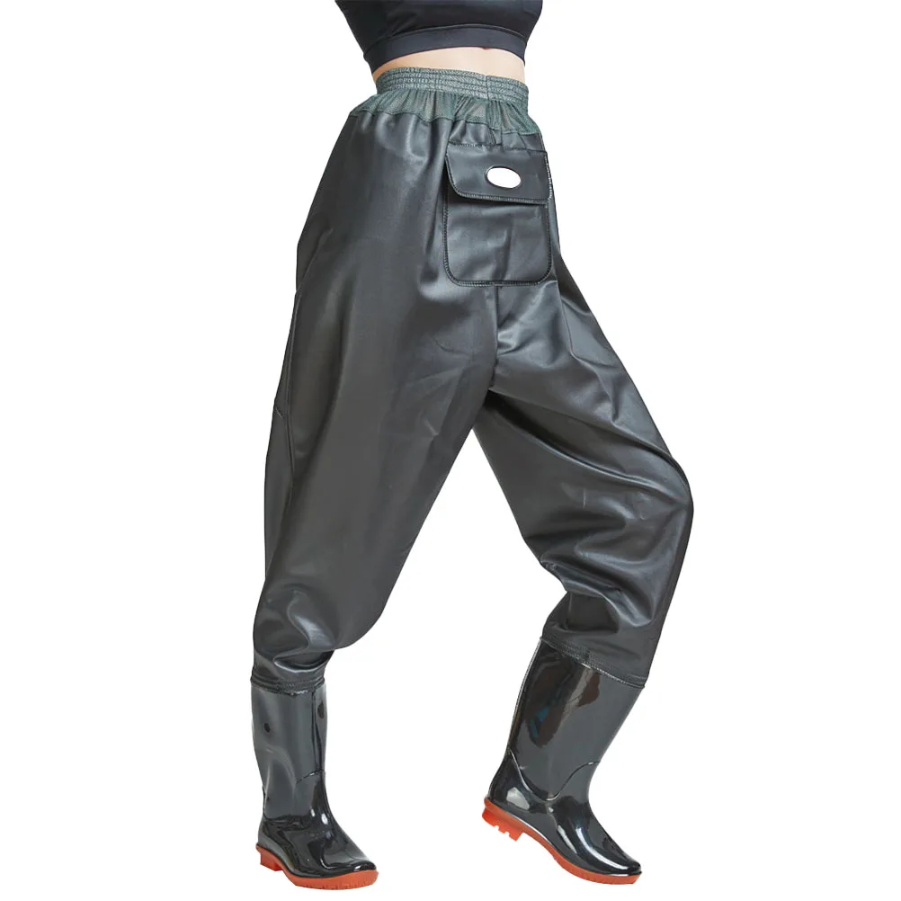 

Breathable Pants Half Body Fishing Pants Convenient Pants with Shoe for Outdoor Outside (Black and Green, 41 Yard)