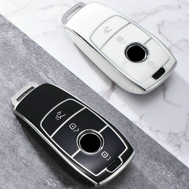 Electroplate Soft TPU Car Key Case Cover Shell Fob For Mercedes Benz A B C E S Class W204 W205 W212 W213 W176 GLC CLA AMG W177