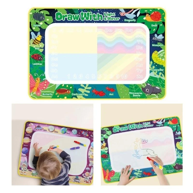 Portable Water Drawing Mat with Pens Stamp Kids Painting Board Baby Play Mat Mat Educational Toy Birthday Gift