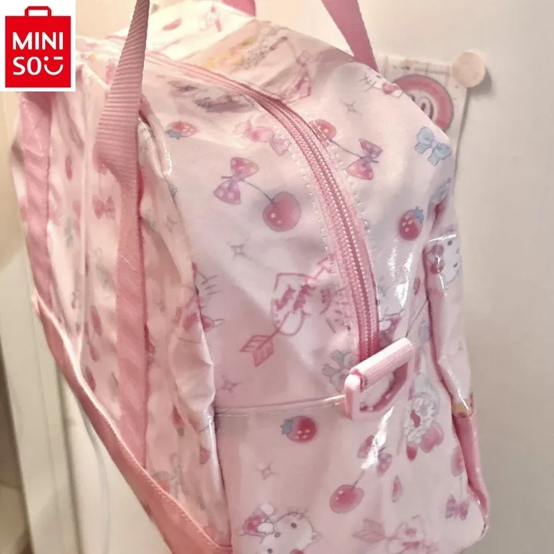 MINISO-bolsa de viaje de gran capacidad para mujer, bolso de béisbol de Hello Kitty de alta calidad, impermeable y resistente al desgaste, novedad de 2024