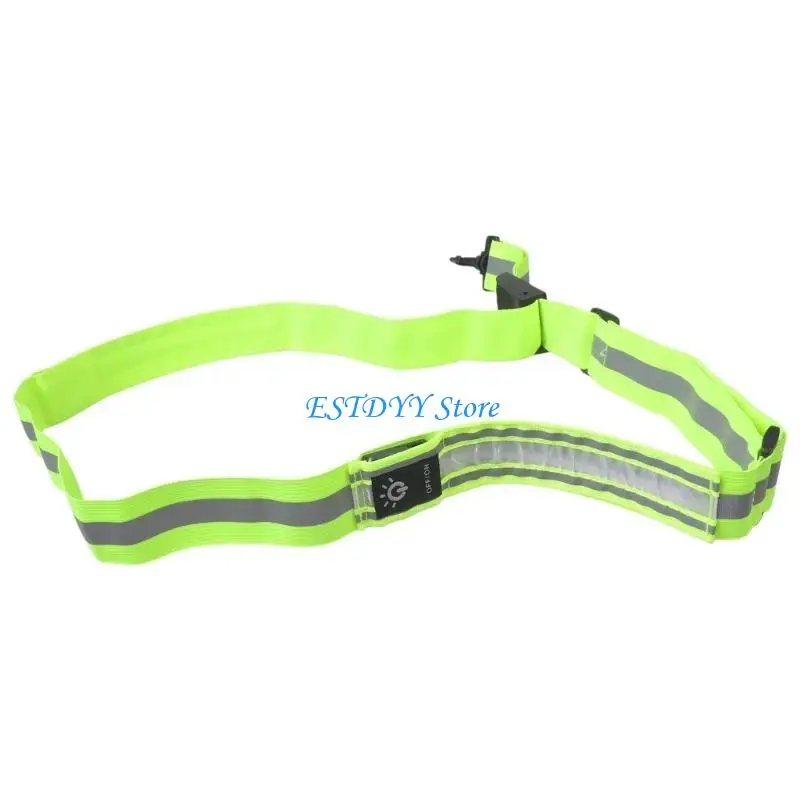 

G6DE LED Reflective Belt Sash Adjustable Length LED Light Up Running Belt Durable