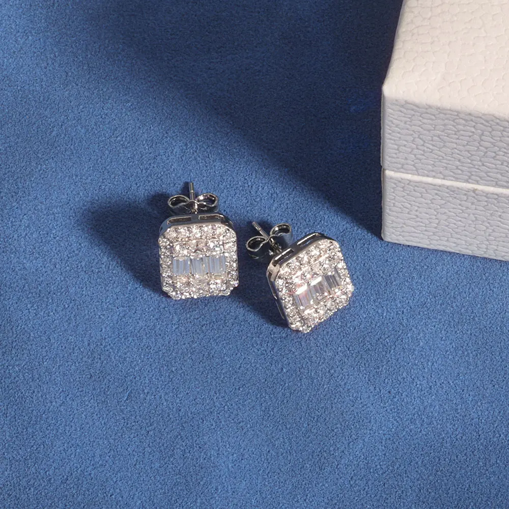 ICEBLING GRA VVS Orecchini rettangolari Taglio smeraldo Moissanite Diamante Orecchini in argento 925 per gioielli di fidanzamento da donna