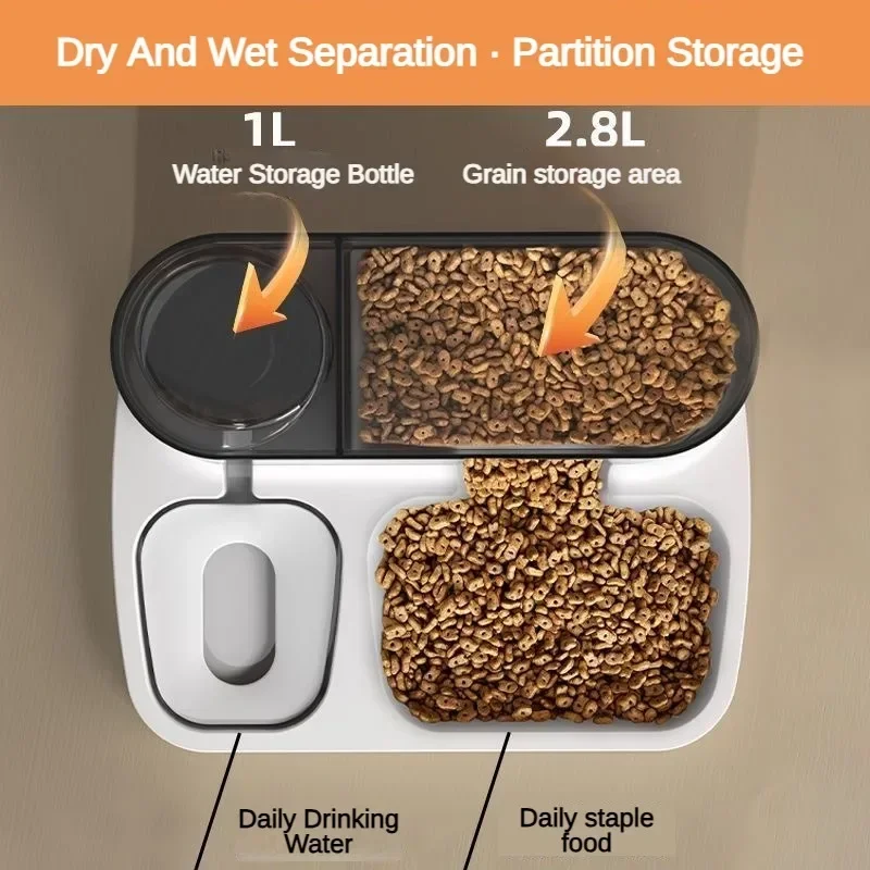 2 in 1 Pet Automatic Feeder Visual Water Dispenser Integrated Cat Food Bowl Large Capacity Cat Bowl Dog Bowl Dog Accessories