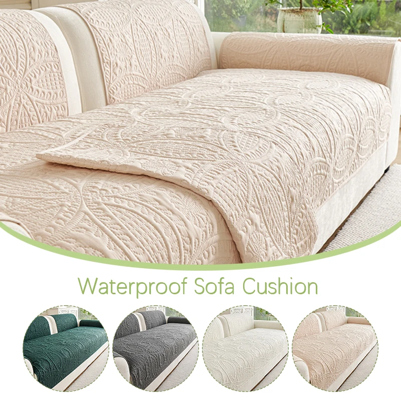 1PC Universal Anti-Slip Sofa Cushion Cover 17 sizes All-Season Cream Fabric, Full Enclosure Fit for European Style Sofas