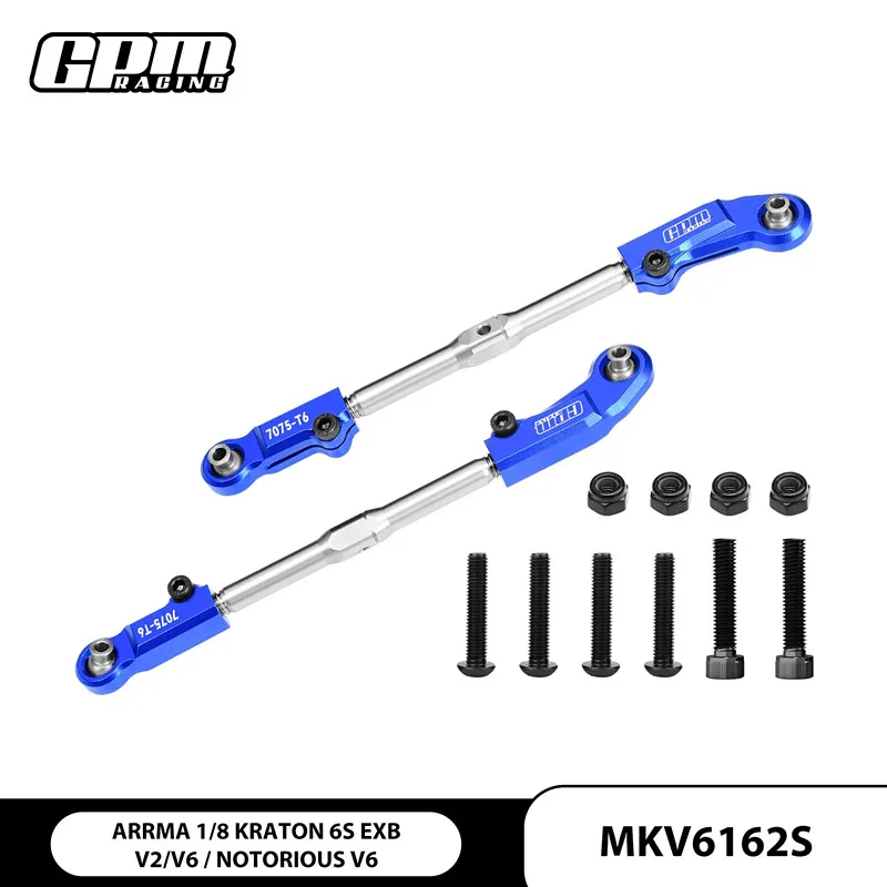 

GPM Aluminum 7075+SST Adjust Front Steering Tie Rod For ARRMA 1/8 Kraton V6 EXB Notorious OUTCAST 6S