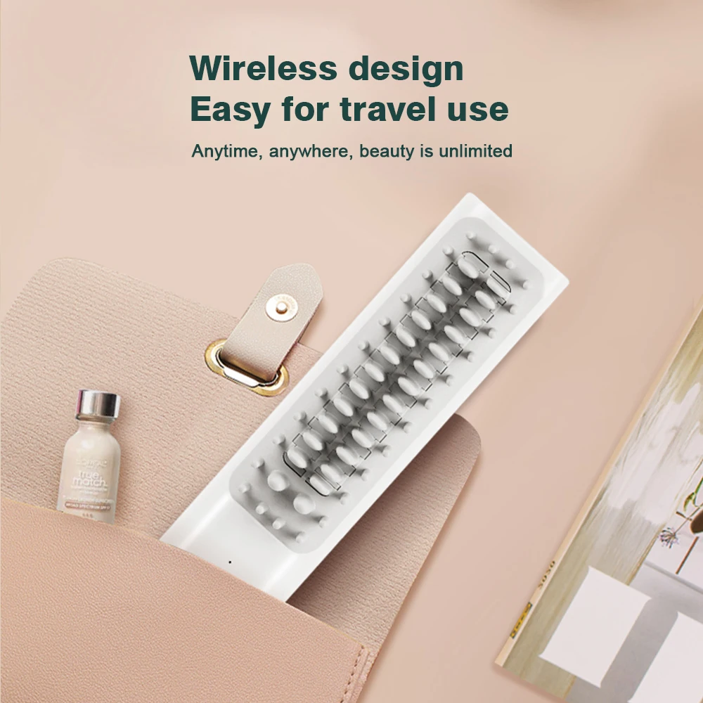 المحمولة اللاسلكية تسخين الشعر مشط 2 في 1 USB لاسلكي جهاز فرد شعر صغير و بكرة الشعر متموج-تصفيف الشعر صالون تصفيف أداة