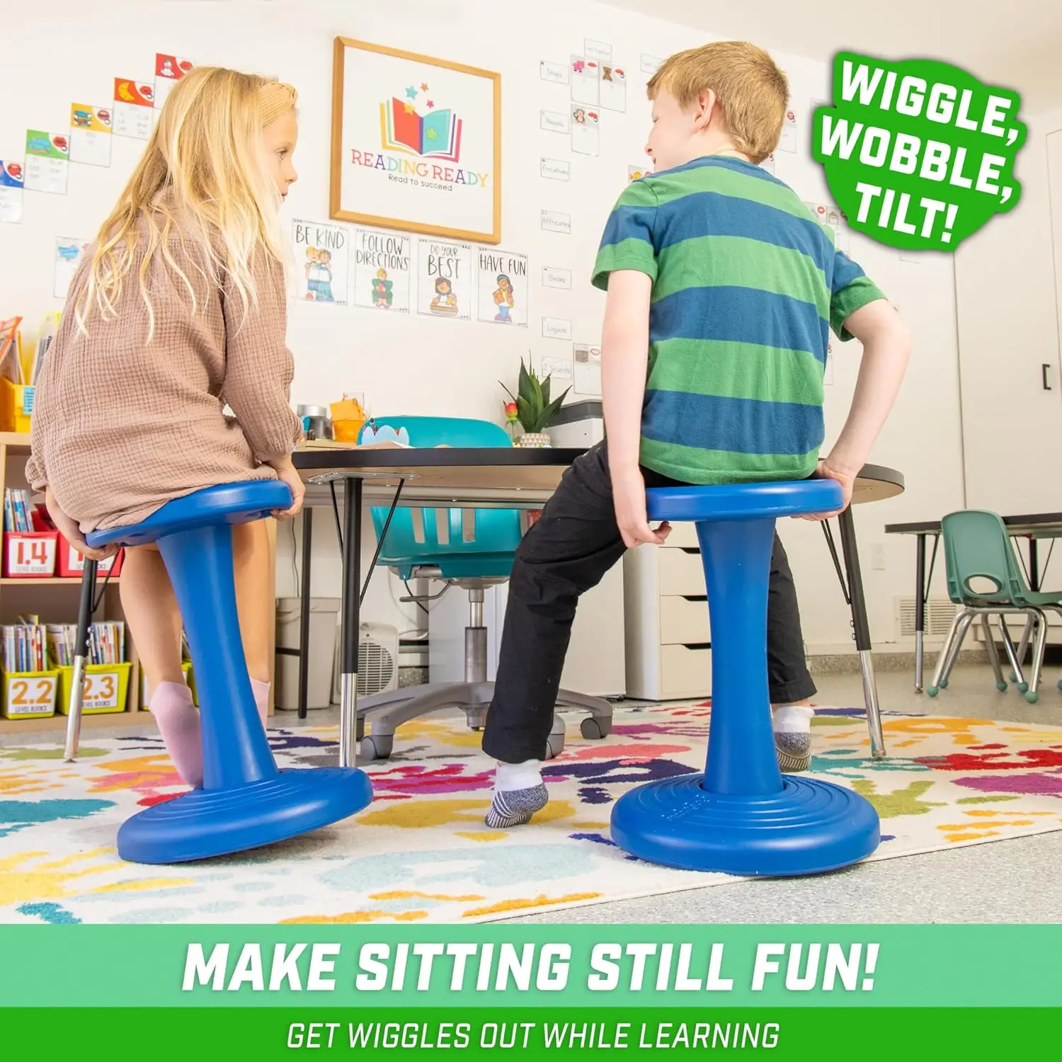 18 Inch Wobble Chair for Active Kids - ADHD Sensory Stool for Classroom or Home Use