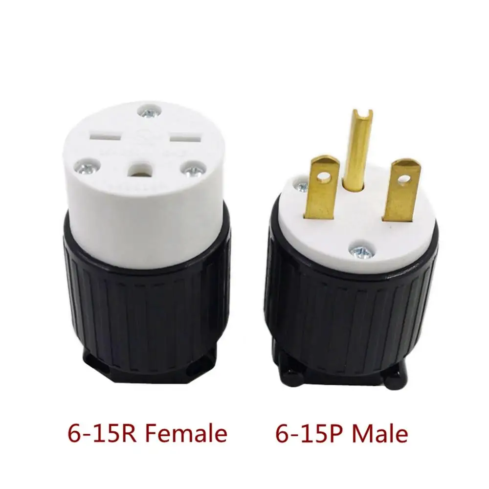 US Industrial Connector American Nema 6-15P Male Plug 6-15R Female Socket Self-wiring Connector For Power Cord 15A 250V