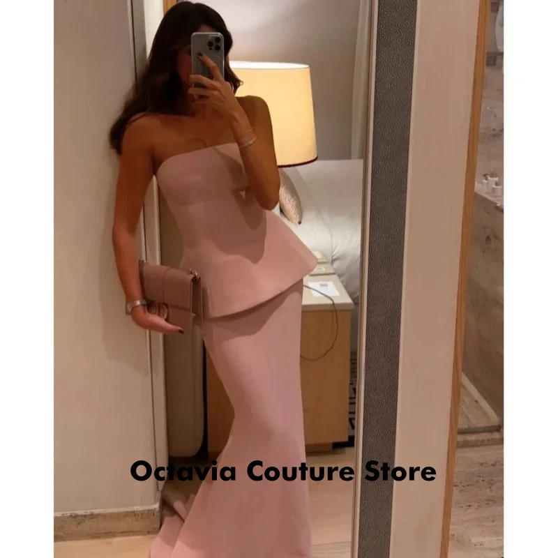 

Розовый комплект из двух предметов с русалкой по индивидуальному заказу, шифоновые вечерние платья без рукавов, платье для выпускного вечера длиной до пола, 2024