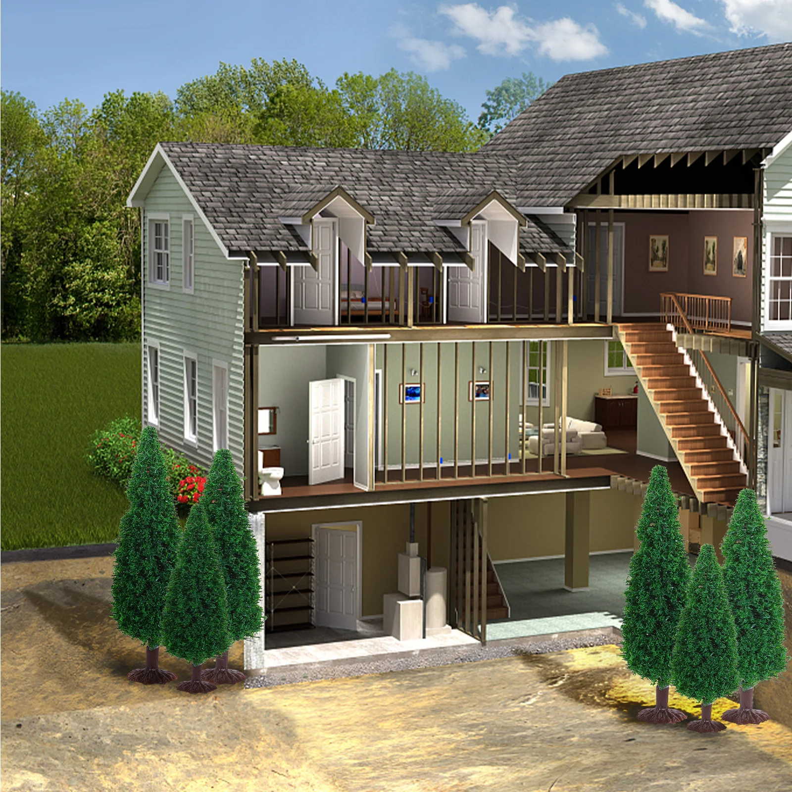 

15pcs Mini Pine Tree Set Artificial Christmas Tree Materials For Diy Sand Tray Layout Prop Fake Trees Home Decor Craft