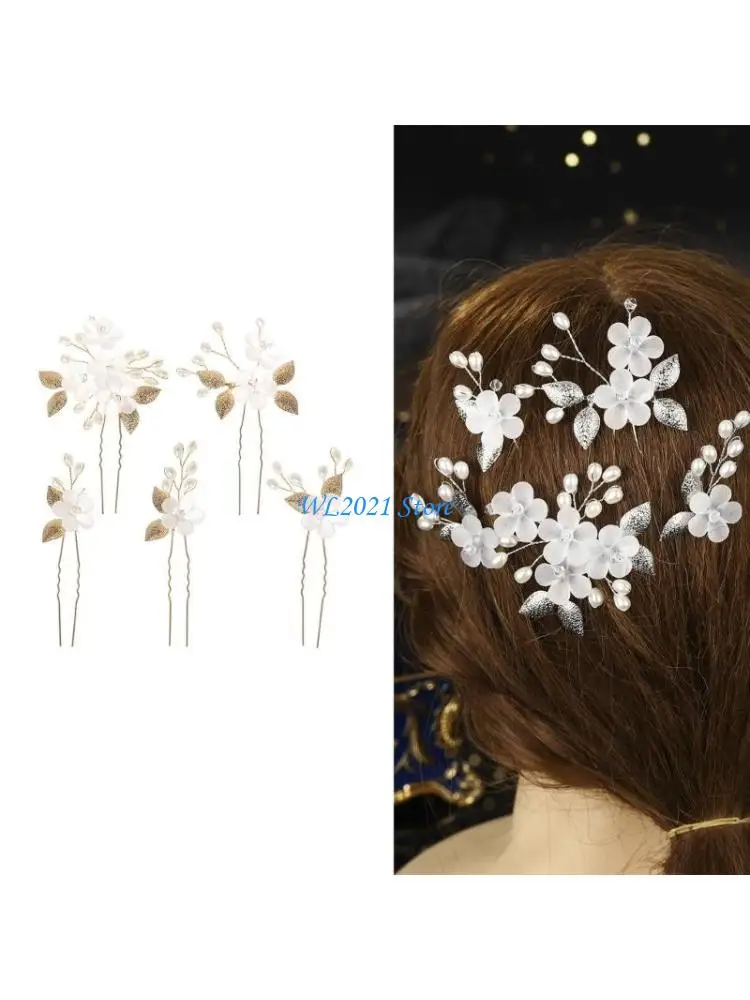 

G5GC Bridal Hair Accessories Set Of 15 Wedding Hair Pin With Rhinestones Pearls Flower For Bride Wedding Ceremony Hair Decors