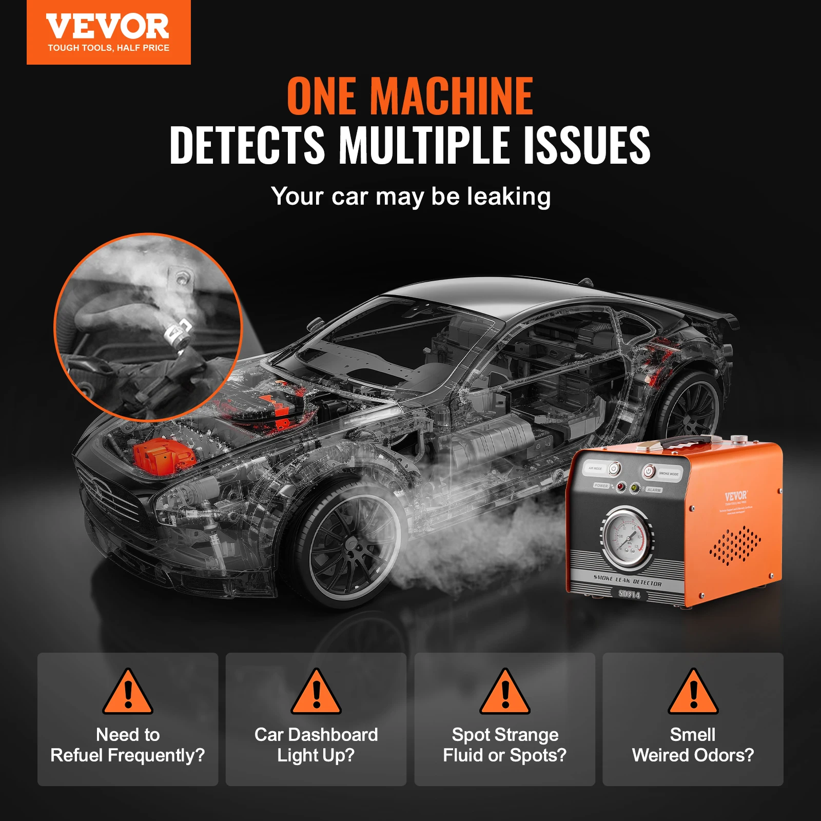 VEVOR Automotive Smoke Machine Leak Detector Dual-Mode Diagnostic Leak Detector for Vacuum Fuel Pipeline System Testing