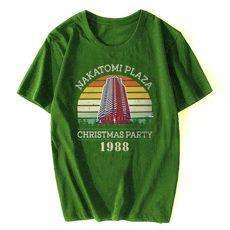 Retro Vintage Nakatomi Plaza Individuality Men T Shirt Streetwear Die Hard Movie Christmas Party 1988 Bruce Willis Man Tshirt