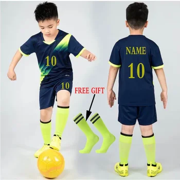 Kids football Uniforms boys girl Youth Soccer Jersey set Home Short Sleeve Kit Shorts child Soccer Jersey set Sportswear Socks