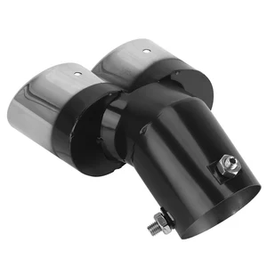 Universal Curved Double output car exhaust silencer tube car decoration rear tube chrome car style stainless steel 6 Main Sales Double Tip - №4