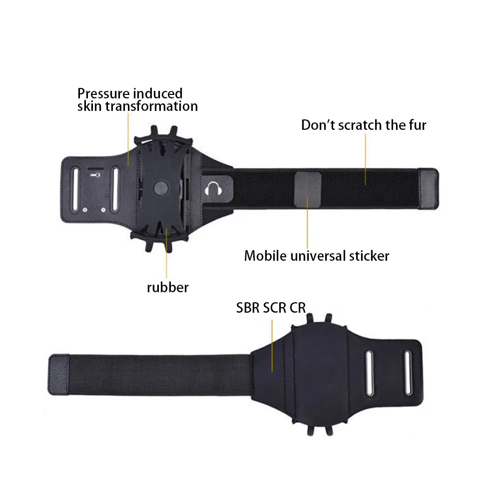 تشغيل شارة الرياضة الذراع الفرقة قابل للتعديل حامل الهاتف الخليوي 360 درجة الدورية معصمه الرياضية لمعظم الهواتف