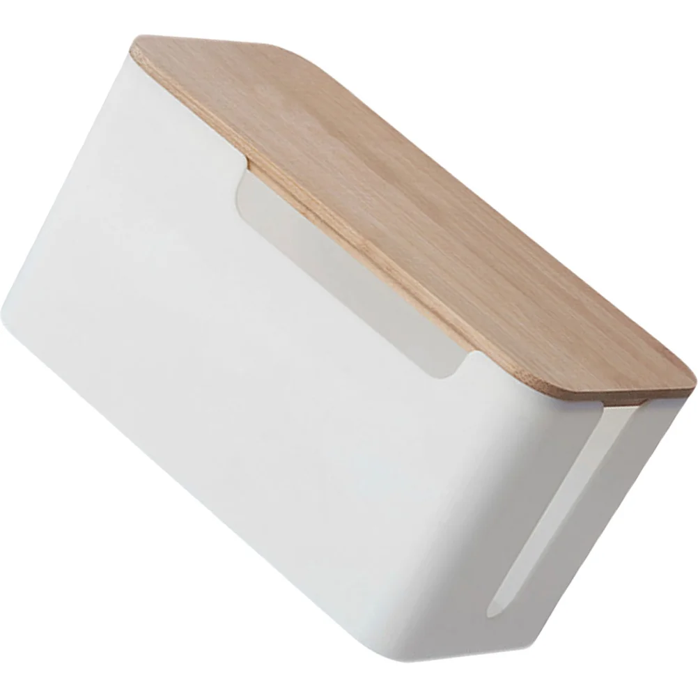 Router Cable Management Box Wooden Cover Cable Organizer Case Charging Cord Storage Box Outlet Protector for Home Office