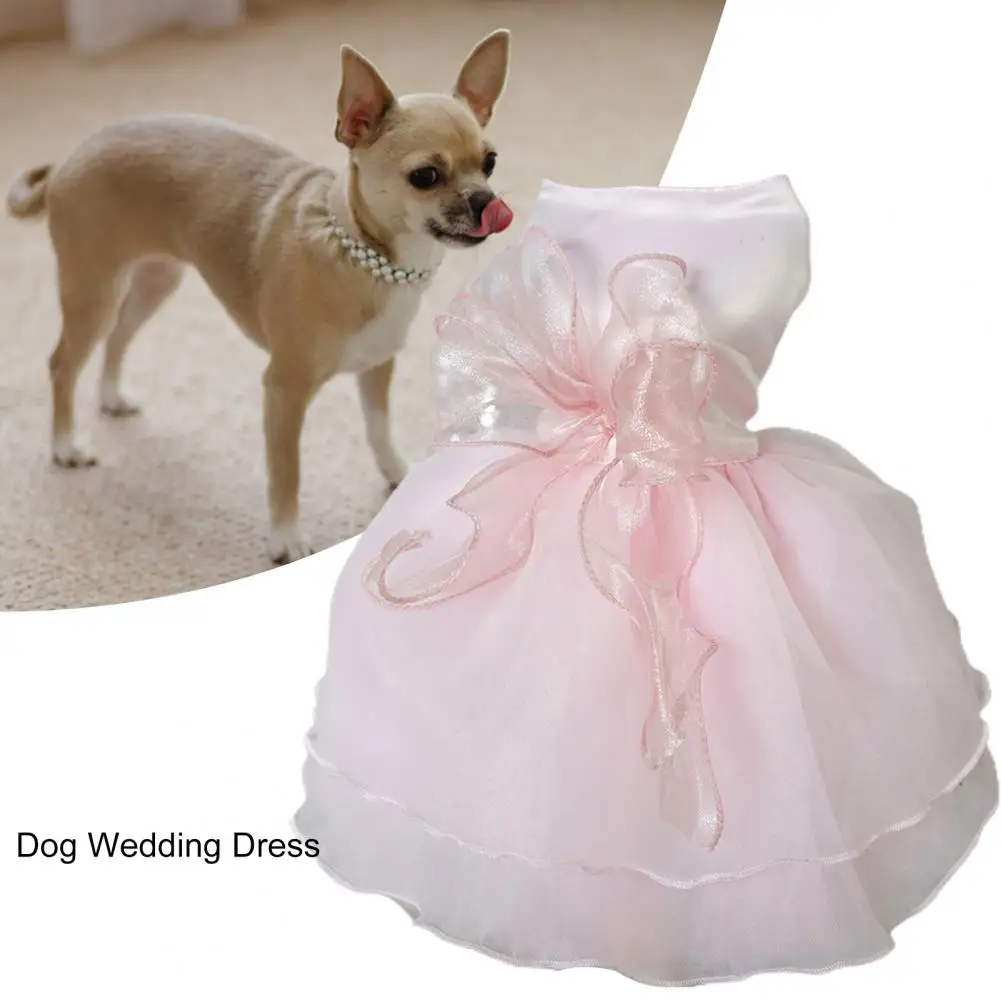 

Pet Princess Dress Lovely Big Bow Fine Workmanship Summer Dog Two-legged Clothes Daily Wear