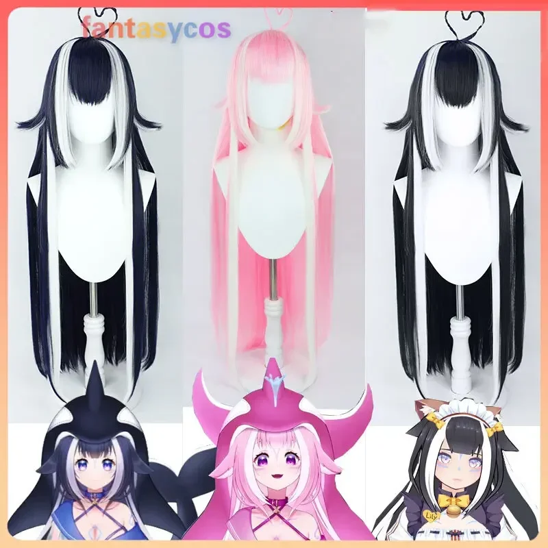 شعر مستعار تنكري شيليلي من VTuber-olive ، شعر طويل ، أبيض ، وردي ، مقاوم للحرارة ، لعب أدوار الهالوين ، شعر مستعار زي حفلة ، قبعة شعر مستعار مجانية