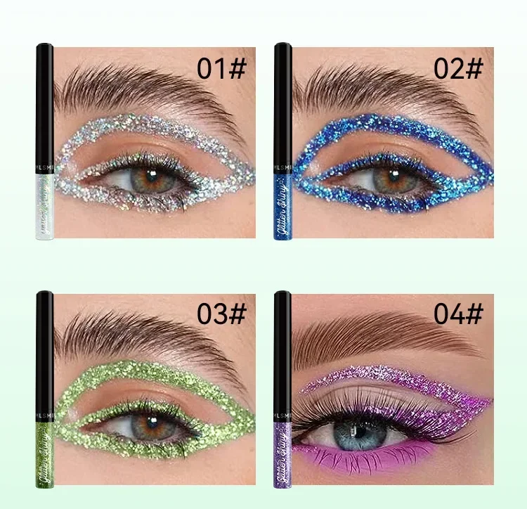 Diamond Shiny Eye Liners Eyeshadow Waterproof Silver Rose Gold Color Glitter Sequins Eyeliner Eye Shadow Makeup Beauty Cosmetics