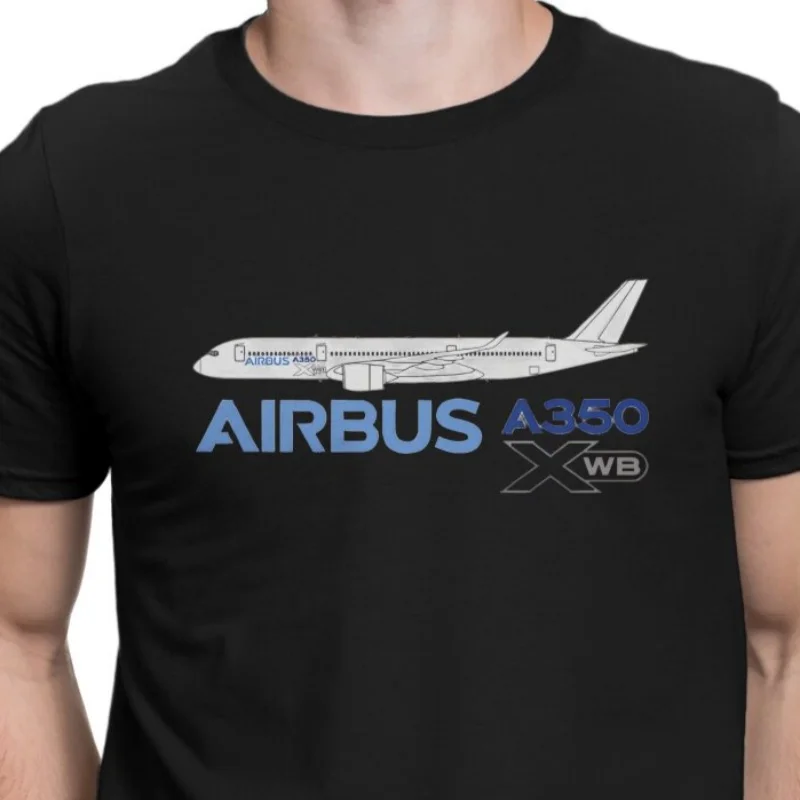 creativa Airbus para hombre, camisa básica de cuello redondo, dibujo de línea A350, regalos de cumpleaños personalizad