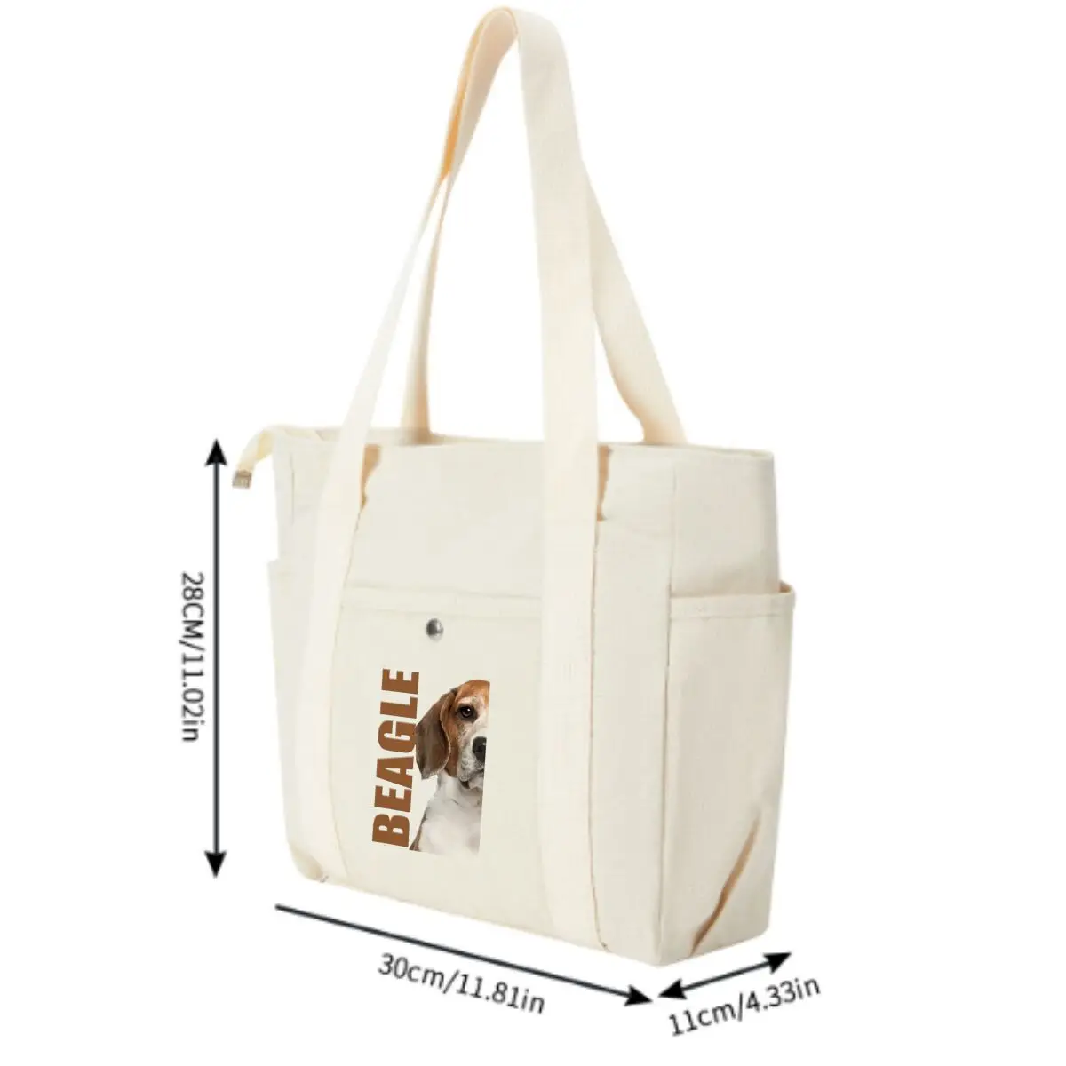 Beagle Pet Art Lightweight Multi-Pocket Canvas Shoulder Bag Shopping Date Practical Bag