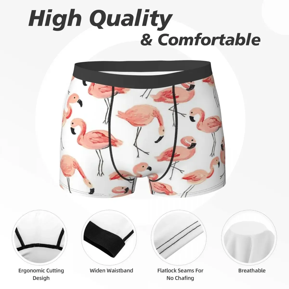 Boxer respirant pour homme, caleçon, culotte, flamant rose, culotte tropicale, sous-vêtement pour les zones me, cadeau pour petit ami